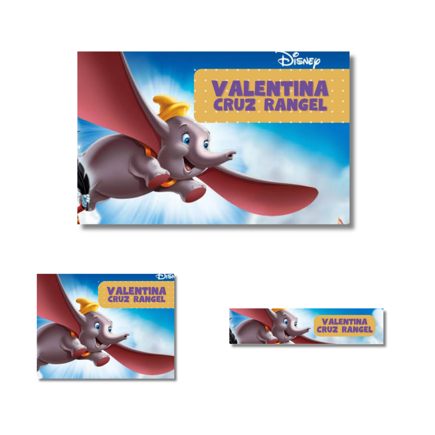 Dumbo Volando Etiquetas Escolares Personalizadas Libretas, Libros y Lápices