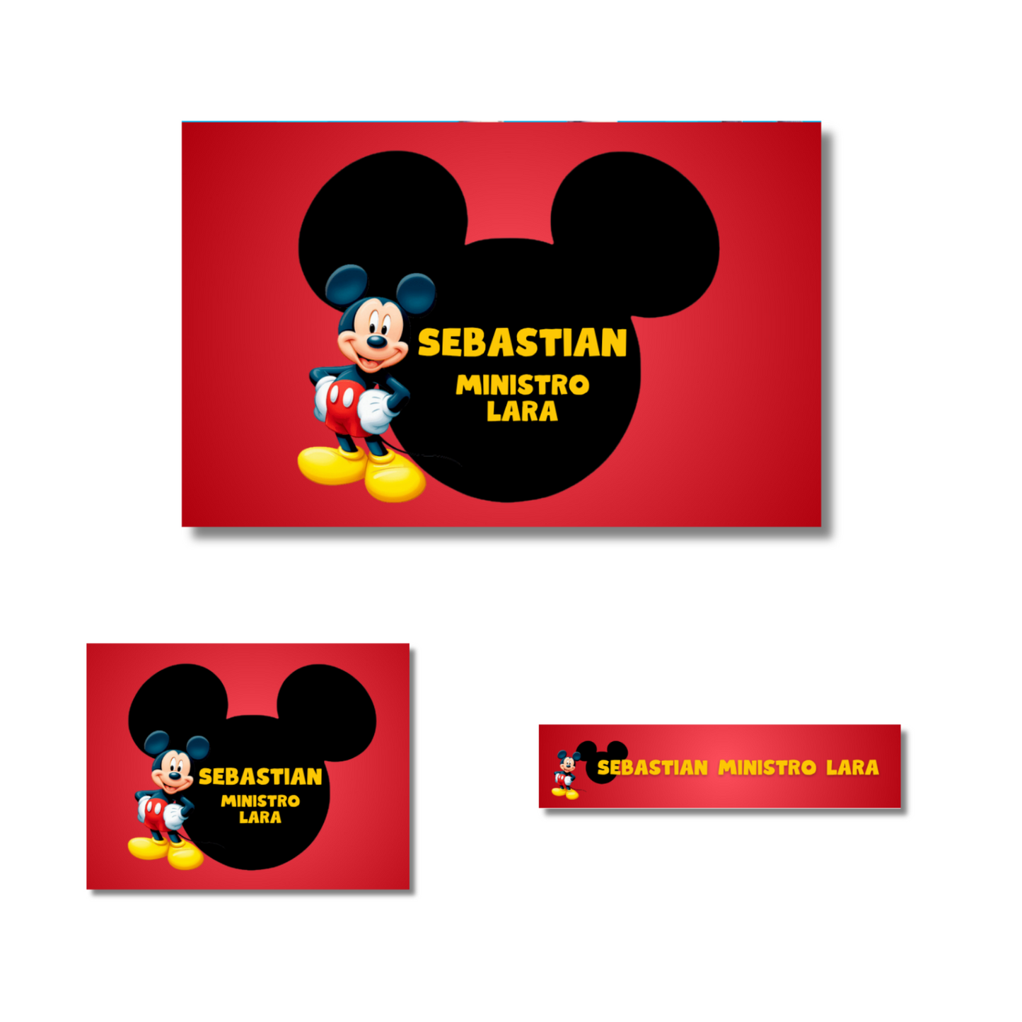 Mickey Mouse Etiquetas Escolares Personalizadas Libretas, Libros y Lápices