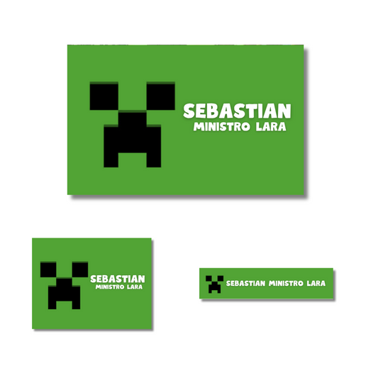 Minecraft Logo Etiquetas Escolares Personalizadas Libretas, Libros y Lápices