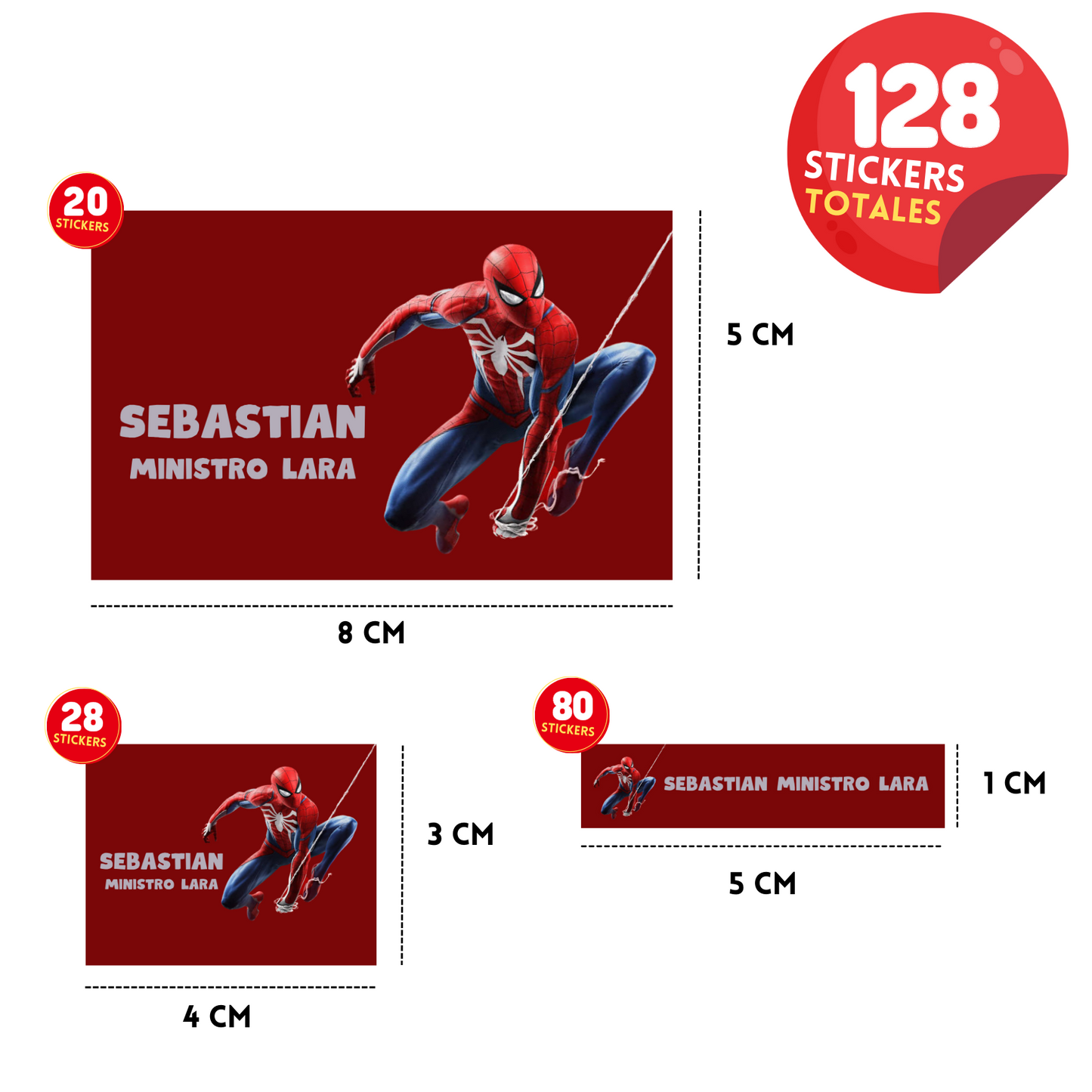 Spiderman Con Fondo Rojo Etiquetas Escolares Personalizadas Libretas, Libros y Lápices