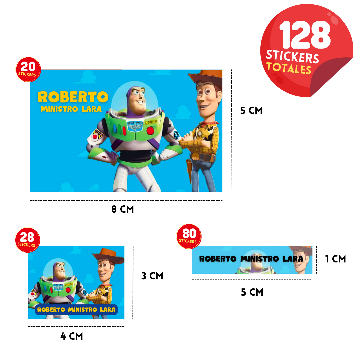 Toy Story Woody Con Buzz Etiquetas Escolares Personalizadas Libretas, Libros y Lápices
